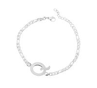 Luckywaqng Personalised Initial Bracelet, Silver-Plated Steel Letter Bracelet, Dainty Steel Bracelet, Delicate Disc, Name Bracelet for Women and Girls Bracelet Ladies with Name, one size, Titanium