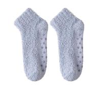Luckywaqng Solid Color Self-Adhesive Coral Velvet Socks for Kids. Winter Plush Thickened Warm and Non-Slip Floor Socks Women 6-8 Set, blue, One Size