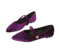 Luckywaqng Women's Ballerinas Bridal Shoes Bridal Party Wedding Evening Shoes Flat Shoes Flat Heel Slip On Slippers Wedding Shoes Bridal Shoes Lace Toe Slip On Flat Work Shoes, purple, 5 UK