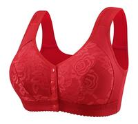 Luckywaqng Women's Sexy Lace Front Shaping Cup Adjustable Shoulder Strap Large Bra Legs Padded Clothing Cute Warm Clothing, red, 14