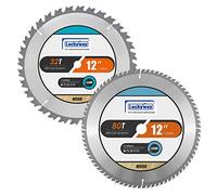 Luckyway 2-Pack 12 Inch Miter Saw Blades 32T&80T with 1 Inch Arbor TCT Circular Saw Blade for Cutting Wood