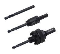 Luckyway 3-piece hole saw mandrel, fits 3/4 inch to 6 inch diameter, including 7/16 inch and 3/8 inch shank hole saw arbor and 3-piece 1/4 inch HSS (M2) central drills