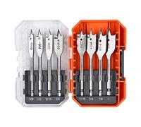 Luckyway 8-Piece 3/8 Inch to 1 Inch Spade Drill Bits Set for Wood, Plastic, Aluminum Hole Cutting with Tough Case