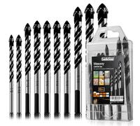 Luckyway 10-Piece 1/8"-1/2" Professional Masonry Drill Bit Set Concrete Drill Bit Set for Glass, Brick, Plastic, Cement, Wood, Tile with Tungsten Carbide tip
