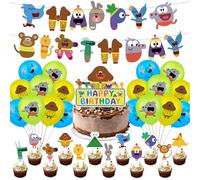 Luclay DQ 2 Dugg-ee Balloons Happy Birthday Banner, Birthday Decoration for Boys - love Cartoon Hey Dugg-ee - Happy Birthday Balloons Party Decorations - Include Cake Toppers, Latex Balloons