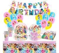 Luclay Princess Party Decorations, Princess Party Tableware Set - 70Pcs Birthday Decorations, Birthday Party Supplies, Plates Cups and Napkins and Tablecloth for Girls Kids
