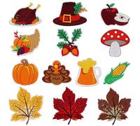 Lucleag 13Pcs Fall Thanksgiving Embroidered Patches, Turkey Maple Leaf Pumpkin Iron on Patch Embroidered Sew on Iron on Embroidered for DIY Craft Thanksgiving Autumn Clothing Decorations Gifts
