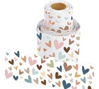 Lucleag 36 Feet Heart Bulletin Board Border Roll, Everyone is Welcome Boho Heart Bulletin Border Boho Heart Border Trim for Back to School Classroom Office Wall Bulletin Board Decorations