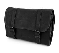 Lucleon by Trendhim Black Grover Roll-Out Wash Bag for Men | Waxed Canvas and Leather | Hanging Toiletry Organiser with Adjustable Strap | Danish Design for Travel & Daily Grooming