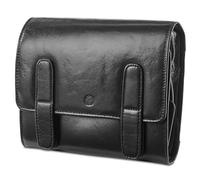 Lucleon by Trendhim Black Hanging Leather Wash Bag for Men | Robust Cowhide Leather Toiletry Bag with Cotton Lining and Handle | Elegant Danish Design for Daily Grooming & On-The-Go Use