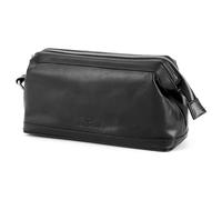 Lucleon by Trendhim Black Leather Wash Bag for Men | Large Toiletry Bag in Genuine Leather with Aniline Finish and Cotton Lining | Elegant Danish Design for Travel and Everyday Use