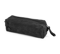 Lucleon by Trendhim | Black Mini Waxed Canvas Toiletry Bag | Leather Accents | Practical Travel Bag | Lightweight and Durable