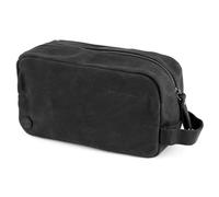 Lucleon by Trendhim Black Roll-Up Wash Bag for Men | Waxed Canvas with Cotton Lining & Leather Details | 85 mm Wide | Minimalist Danish Design for Practical Travel Essentials