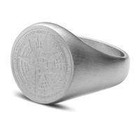 Lucleon by Trendhim Men's Ring | Compass Signet Ring in Silver-Tone Surgical Steel with Engraved Design | Danish Design | Stylish Men's Jewellery for Everyday & Occasion
