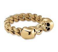 Lucleon by Trendhim Men's Ring | Gold-tone Stainless Steel with Skull Motif | 316L Stainless Steel & Titanium Nitride Coating | Danish Design | Polished Finish | Gold/Black