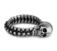 Lucleon by Trendhim Men's Ring | Silver-tone Stainless Steel Skull Motif | 316L Stainless Steel with Blackened Finish | Danish Design | Flat Shape | Steel/Black