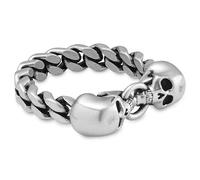Lucleon by Trendhim Men's Ring | Silver-tone Stainless Steel with Skull Motif | 316L Stainless Steel | Danish Design | Polished Finish | Steel/Black