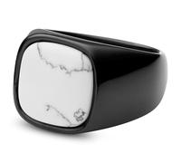 Lucleon by Trendhim Ring Men | Black and White | Stainless Steel & White Howlite Composite Stone | Danish Design | Polished Finish | Black/White