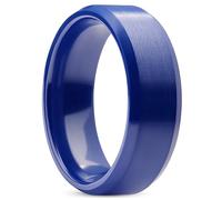 Lucleon by Trendhim Ring Men | Blue Brushed & Polished Bevelled Edge Ceramic | Ceramic | Danish Design | Classic Court Shape | Berry Blue