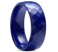 Lucleon by Trendhim Ring Men | Blue Faceted Ceramic | Ceramic | Designed in Denmark | Flat Court Shape | Neon Blue