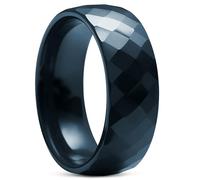 Lucleon by Trendhim Ring Men | Faceted Dark Turquoise Ceramic | Ceramic | Danish Design | Flat Court Shape | Petrol Blue