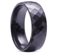 Lucleon by Trendhim Ring Men | Faceted Grey Ceramic | Ceramic | Designed in Denmark | Flat Court Shape | Charcoal