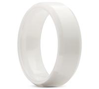 Lucleon by Trendhim Ring Men | White Brushed & Polished Bevelled Edge Ceramic | Ceramic | Danish Design | Classic Court Shape | White