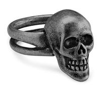 Lucleon by Trendhim Skull Ring Men | Grey 316L Stainless Steel | Blackened Finish | Danish Design | Halo Shape | Graphite