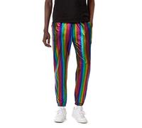 LucMatton Mens Holographic Shiny Jogger Sweatpants 70s Disco Hippop Party Rock Star Elastic Sparkle Trousers Small