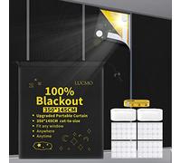 LUCMO Blackout Blinds 350 x 145 CM, 100% Blackout Blinds Curtain for Window, No Drill Portable Blackout Shades for Bedroom, Nursery Black Out Blinds for Baby Travel, Black