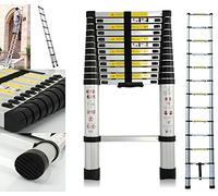 Lucn 3.8Meter 12.5ft Telescopic Aluminium DIY Extendable Ladder, EN131, Max Capacity 150kg
