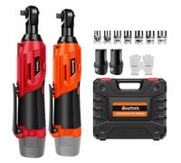 Lucn 420Nm 3/8" Cordless Electric Impact Wrench Drill Gun Ratchet Driver+ 2 Batteries Orange