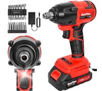Lucn Cordless Impact Wrench, 1/2 Inch Driver, 450N.m High Torque Power Impact Driver Tool with 1.5Ah Battery, LED Light, Fast Charger & 14Sockets