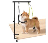 Lucn Foldable Height Adjustable Dog Grooming Table Arm with Table Clamp, Grooming Arm with Hammock & Anti-Seat Loops, Pet Fixation for Small Medium Dogs, Home & Dog Salon Grooming