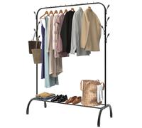 Lucn Multiple Uses Clothes Rail Garment Coat Hanging Display Stand Shoes Rack Metal Clothes Rail Rack Garment Dress Hanging Rods Display Standing Bag Storage (Single Rail)