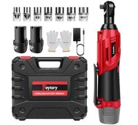 Lucn Red 3/8'' Electric Cordless Right Ratchet 90°Angle Wrench Power Battery Kit 245Nm