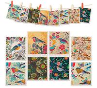 Lucomb 8 Pack Swedish Dishcloths for Kitchen, Reusable Soft Kitchen Towels Dish Cloths Set Absorbent Sponge Cleaning Washable Quick Drying Bar Hand Washing (Birds Flowers)