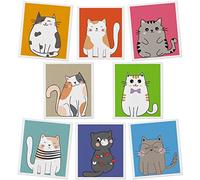 Lucomb Swedish Dish Cloths for Kitchen, 8 Pack Reusable Cleaning Cloth Absorbent Kitchen Towels No Odor Fast Drying for Home Wipes Dish Washing (Cute Cat)