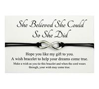 Lucor Congratulations Gifts,She Believed She Could So She Did Infinity Wish String Bracelet,Strength Inspirational Gift,Gift for Her(Blue)