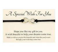 Lucor Handmade Infinity charm Wish bracelet for family friends wedding teacher,Come With Organza Gift bag,(Handmade in UK) (Special Wish For You)