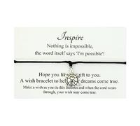 Lucor Inspirational Gift,Friendship Gift,Strength Positive Thinking Gift,Turtle Wish String Bracelet,Best Friend Christmas Birthday Gift(Black)