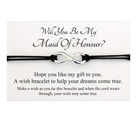 Lucor Maid of Honour Proposal Gift Card,Will You Be My Maid Of Honour Wish String Bracelet,Gifts for Maid of Honour,Wedding Gift(Pink)