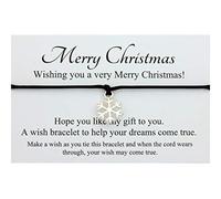 Lucor Merry Christmas Gifts - Snowflake Wish String Bracelet, Secret Santa Gifts, Christmas Stocking Fillers, Grey