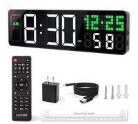 LUCORB Gym Clock with Seconds, 12" Digital Wall Timer Clock for Home Gym, Remote Interval Timer with Tabata HIIT Countdown, Voice Prompt | 5 Display Modes | 4 Training Alarms