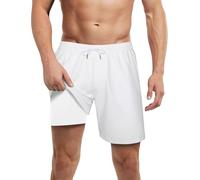LUCOWEE Mens Swim Trunks with Compression Liner Anti Chafe Boxer Brief Lined Swimming Trunks Bathing Suits UPF 50 Stretchy 7 inch Inseam Swimsuit Shorts Army Green Medium