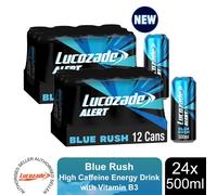 Lucozade Alert Blue Rush High Caffeine&VitaminB3 Energy Drink,24x500ml