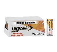 Lucozade Alert Energy Drink Zero Sugar Mango Peachade 250ml (Pack of 24)