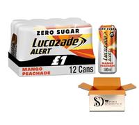Lucozade Alert High Caffeine Energy Drink Zero Sugar (Mango Peachade) 500ml Pack Of 12
