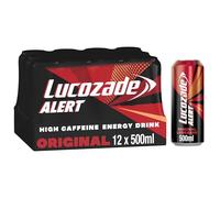 Lucozade Alert Original 12x500ml- can ; High Caffeine Energy Drink ;Great Taste; Contains vitamin B3 to help reduce tiredness ;Fully recyclable