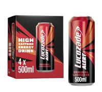 Lucozade Alert Original 4x500ml- can ; High Caffeine Energy Drink ;Great Taste; Contains vitamin B3 to help reduce tiredness ;Fully recyclable